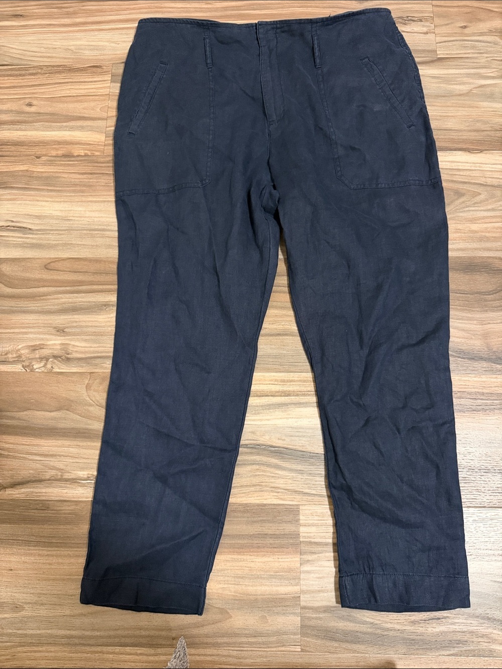 Lauren Ralph Lauren Women's Linen Pants Navy Size 14 Coastal Beachy Trousers